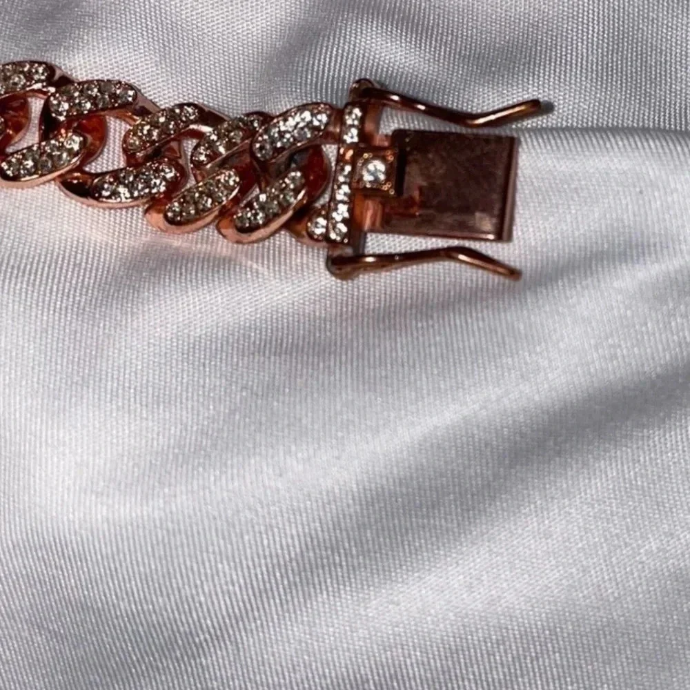 CUBAN LINK ICED OUT ROSE GOLD DOG CHAIN SIZE MEDIUM SPOIL YOUR PUP! 14”LONG